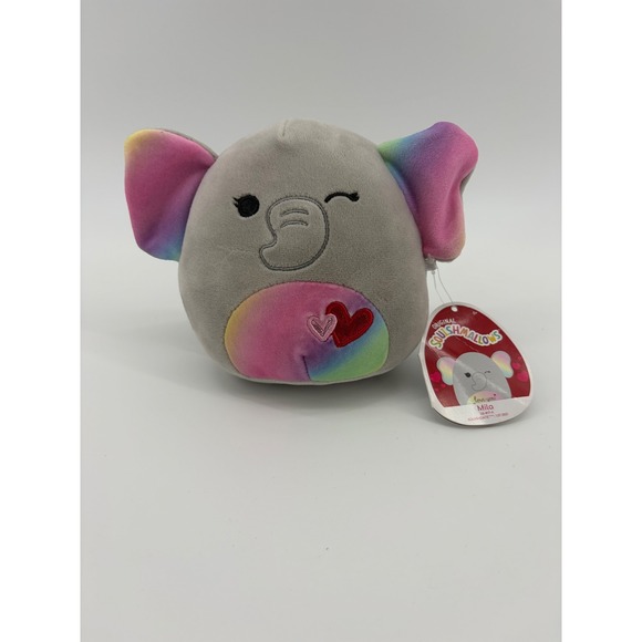 Squishmallows Other - Squishmallows Mila Elephant Plush Kids 5 Inch Grey Rainbow Valentine Hearts 2022